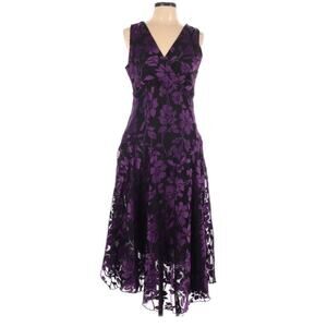 Vintage Y2K Dressbarn Floral Midi Dress Faux Wrap V-Neck Size 10 Fairy Grunge